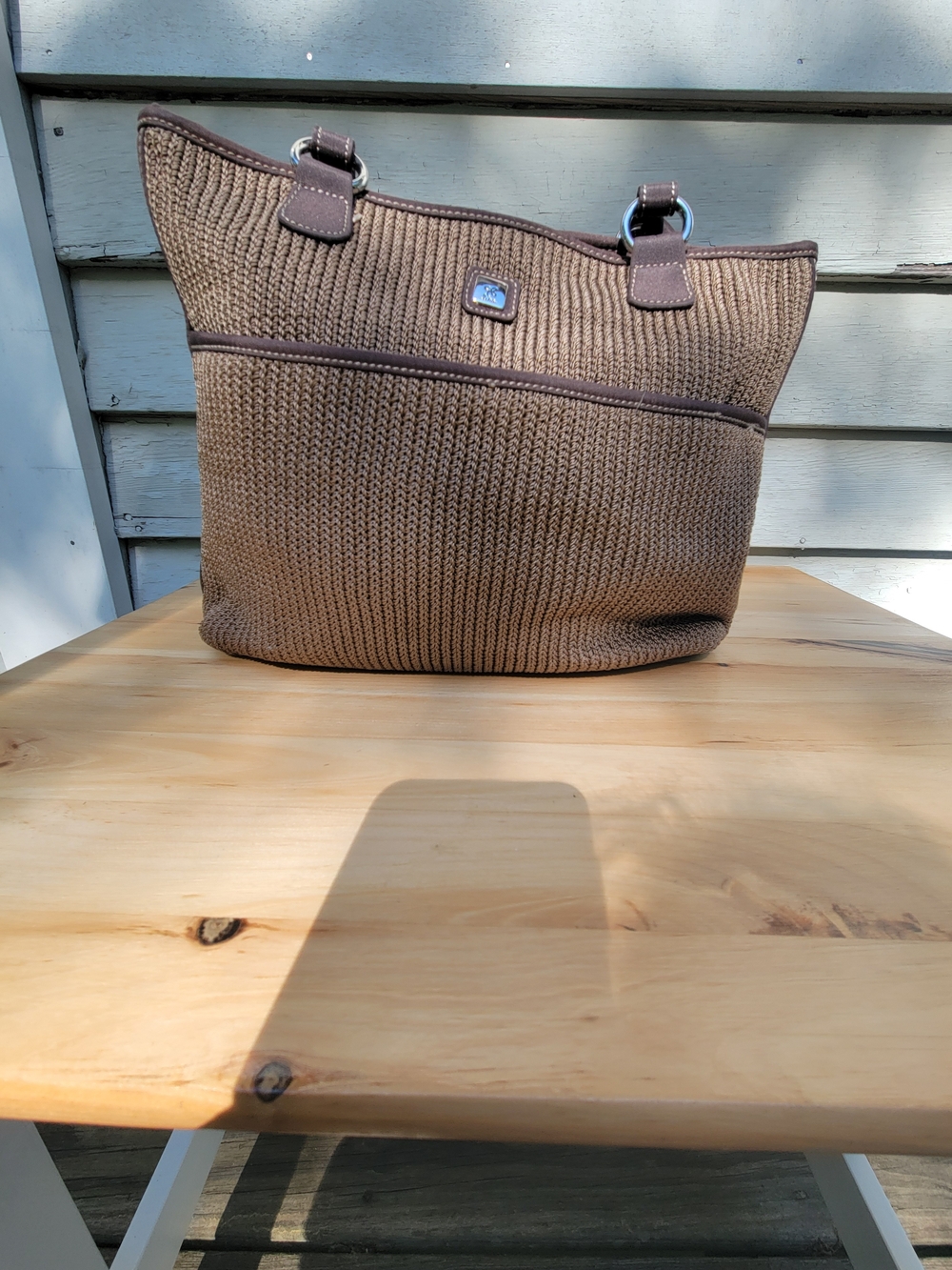 Lina Brown Knit Shoulder Bag